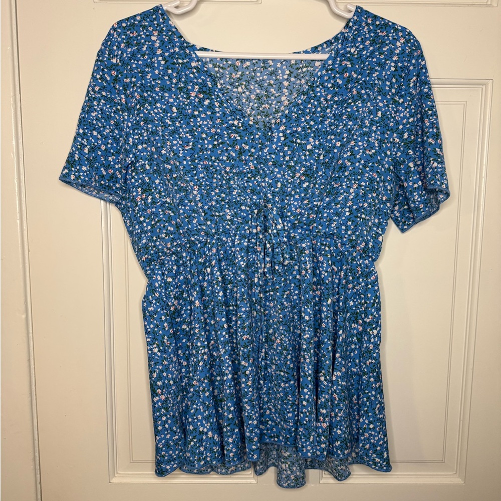 SHEIN Blue Floral Blouse